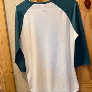 Women's Teal and White Long Sleeve Top